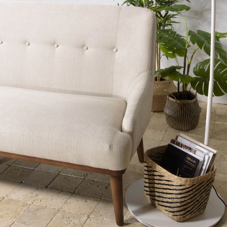 NELSON Beige 2-Seater Sofa with Wooden Legs - Comfortable and Stylish