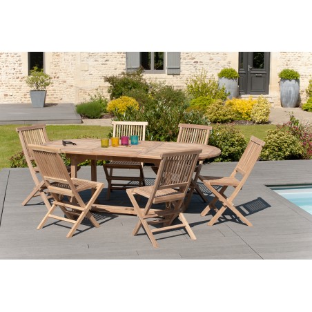 Ensemble de jardin en bois teck 6/8 pers