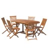 MAEVA Oiled Teak Wood Garden Furniture Set for 4/6 People - Extendable Oval Table & 6 Chairs